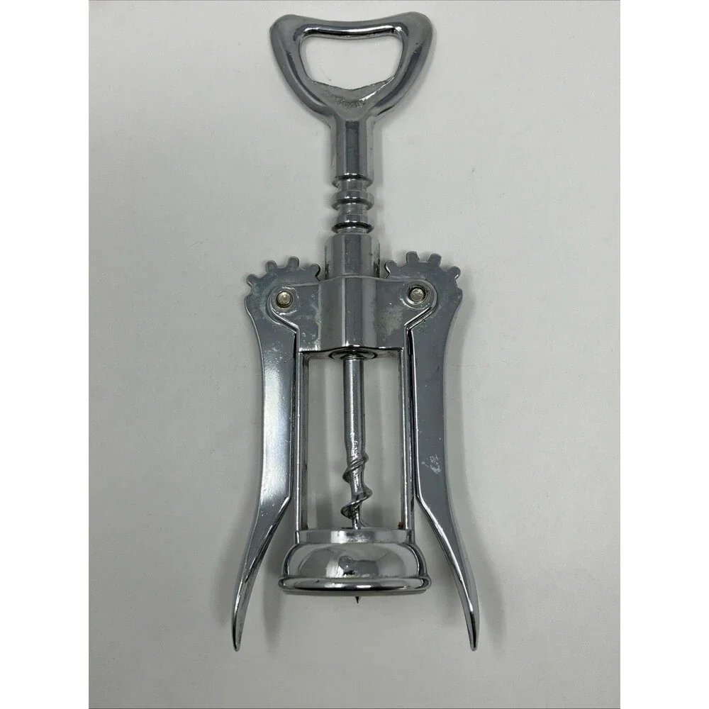 Vintage Italy Metal Corkscrew Wine Bottle Opener Stainless Barware Cork Screw